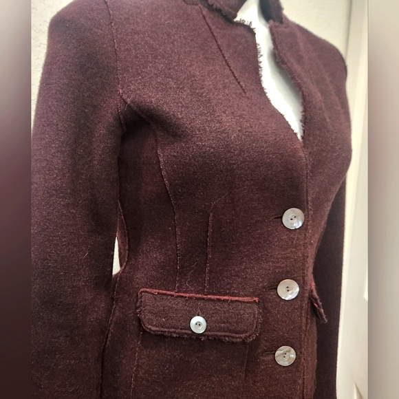 Eileen Fisher felted double knit wool jacket Blazer XS Maroon - Picture 2 of 8